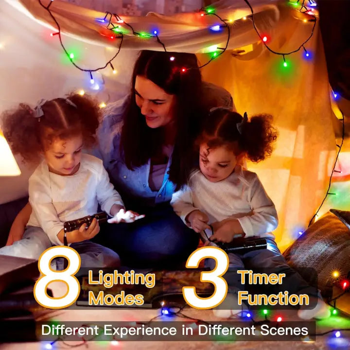 garden christmas lights have 8 modes and 3 timers