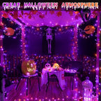 300 LED 30m Halloween String Lights (Purple + Orange, Clear Cable, Plug in, 8 Modes)