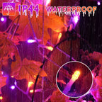 300 LED 30m Halloween String Lights (Purple + Orange, Clear Cable, Plug in, 8 Modes)