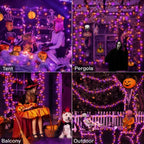300 LED 30m Halloween String Lights (Purple + Orange, Clear Cable, Plug in, 8 Modes)