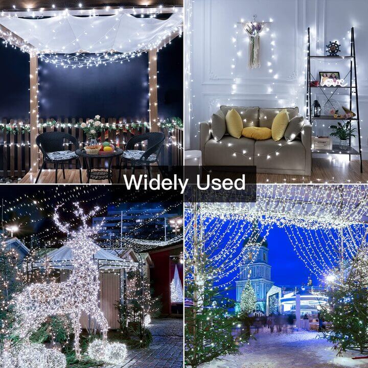 Ollny 300 LED 30m Cool White Christmas Lights (Clear Cable, Plug in, 8 Modes)