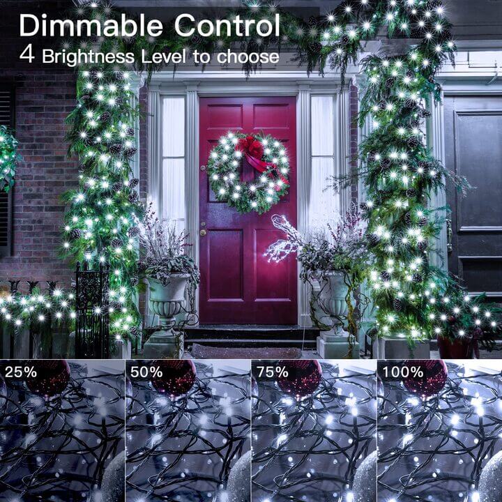 Ollny 400 LED 40m Cool White Christmas String Lights (Green Cable, Plug in, 8 Modes)