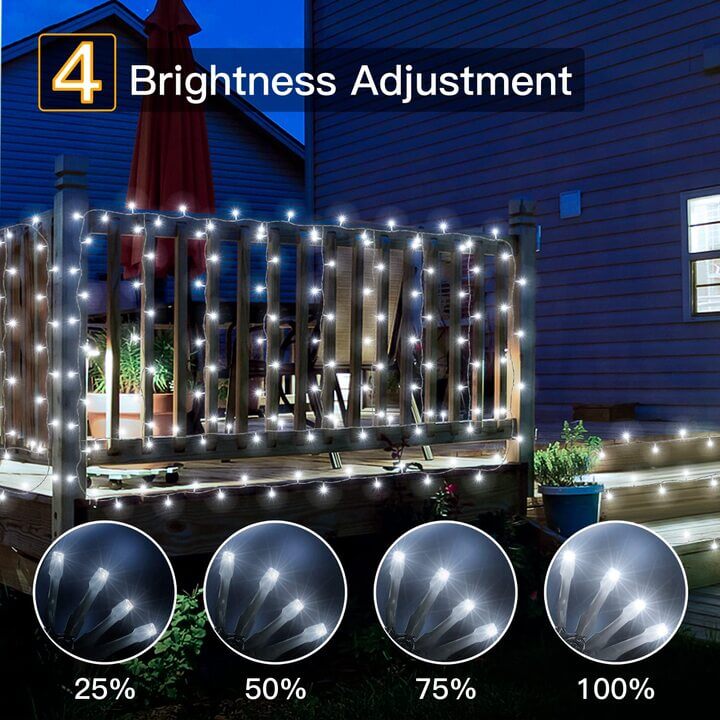 Ollny 300 LED 30m Cool White Christmas Lights (Clear Cable, Plug in, 8 Modes)