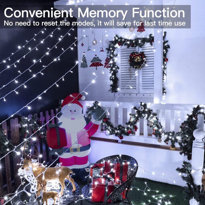 Ollny 300 LED 30m Cool White Christmas Lights (Clear Cable, Plug in, 8 Modes)