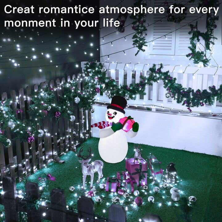 Ollny 400 LED 40m Cool White Christmas String Lights (Green Cable, Plug in, 8 Modes)