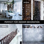 Ollny 300 LEDs 3m*3m Christmas Curtain Fairy Lights (Cool White, Clear Cable, USB Charged, 8 Modes)