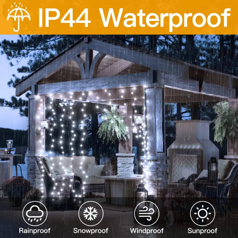 Ollny 200 LED 2m*2m USB Curtain Fairy Lights With Hooks Cool White