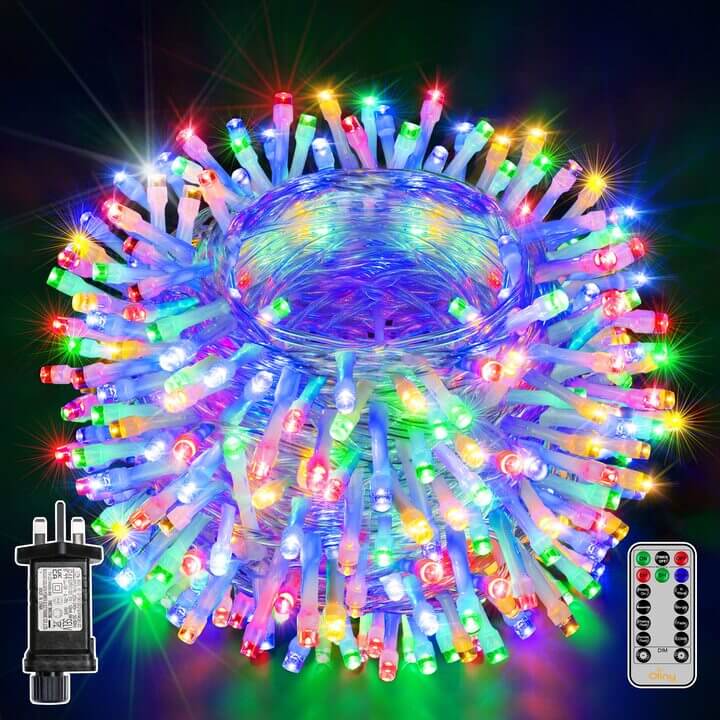 300 LED 30m Multicolor Christmas Lights (Clear Cable, Plug in, 8 Modes)