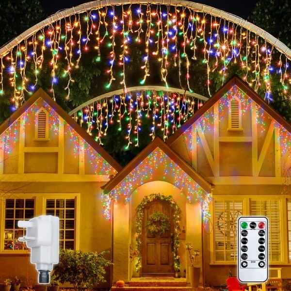 396 LEDs 9.8m Outdoor Icicle  Lights (Multi Color, Clear Cable, Plug in, 8 Modes)