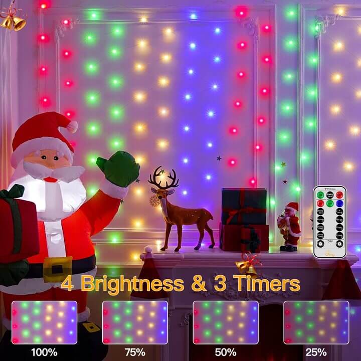 Ollny 200 LEDs 3m*2m IP67 Fairy Net Lights (Multi Color, Clear Wire, Plug in, 8 Modes)