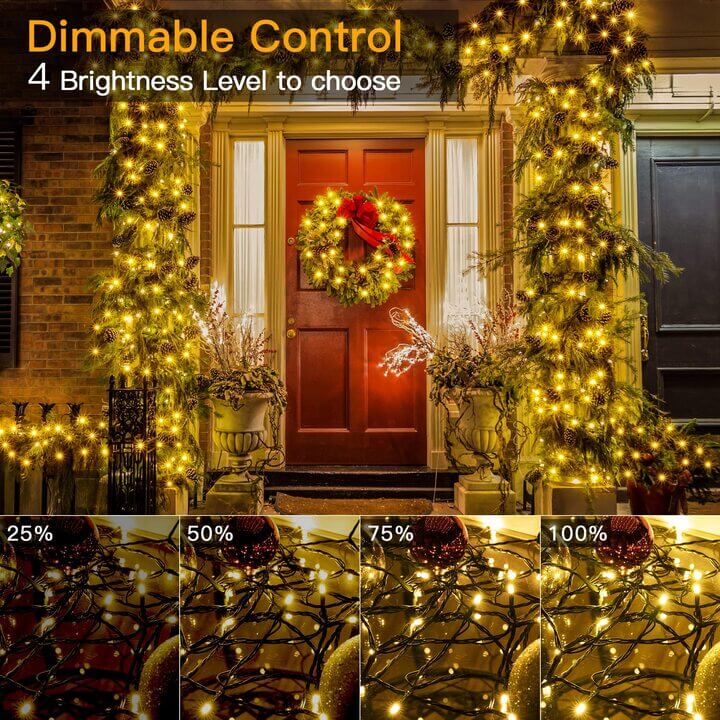 Ollny 400 LED 40m Warm White Christmas String Lights (Green Cable, Plug in, 8 Modes)
