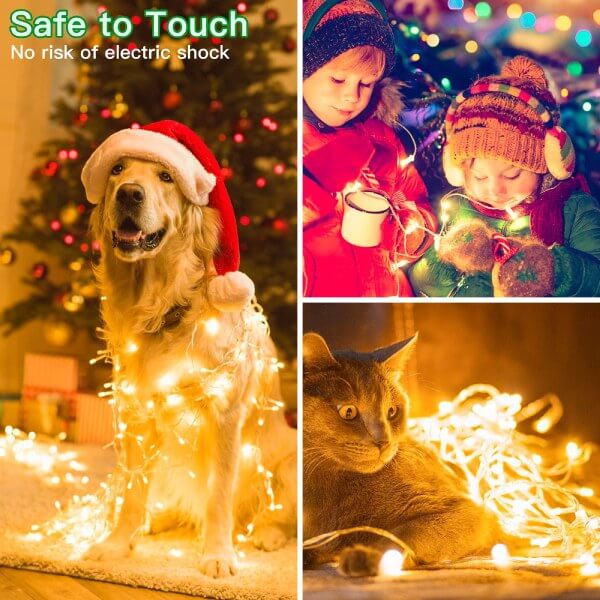 Ollny 300 LEDs 3m*3m Christmas Curtain Fairy Lights (Warm White, Clear Cable, USB Charged, 8 Modes)