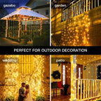 Ollny 300 LEDs 3m*3m Christmas Curtain Fairy Lights (Warm White, Clear Cable, USB Charged, 8 Modes)