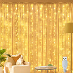 Ollny 200 LED 2m*2m USB Curtain Fairy Lights With Hooks Warm White