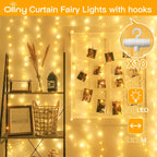Ollny 200 LED 2m*2m USB Curtain Fairy Lights With Hooks Warm White