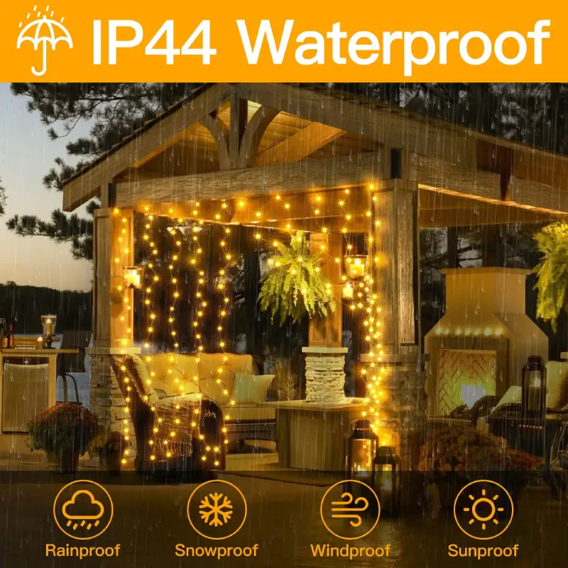 Ollny 200 LED 2m*2m USB Curtain Fairy Lights With Hooks Warm White